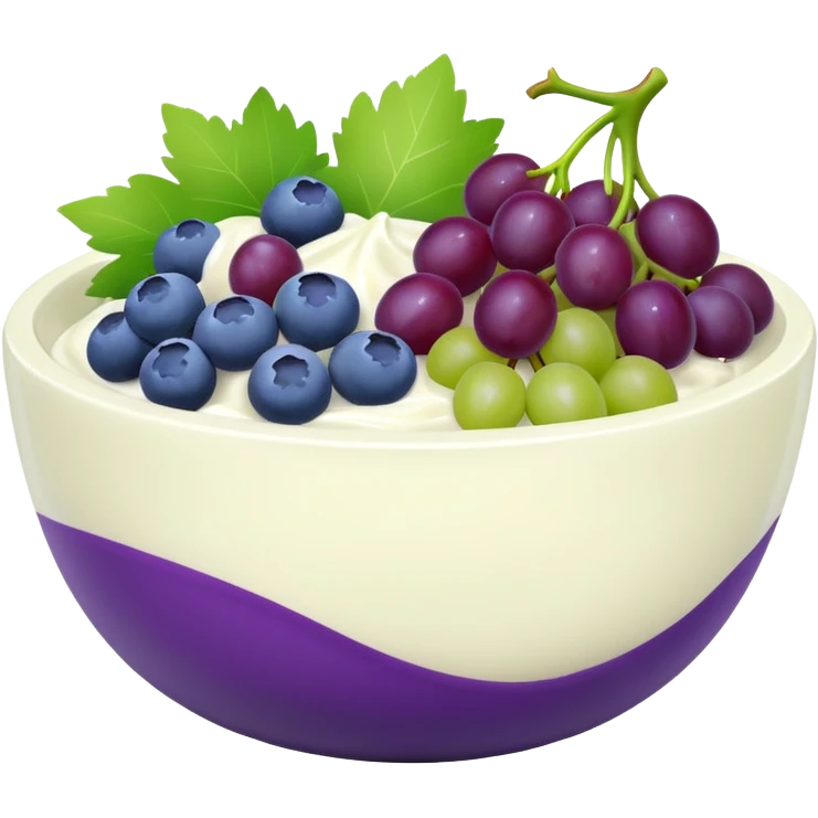 yoghurt bowl with grapes and blueberries emoji
