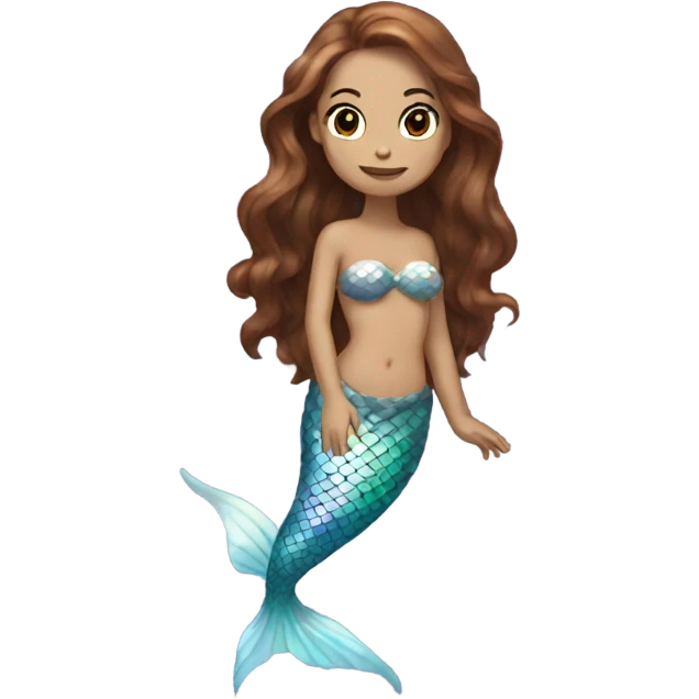 iridescent white mermaid with long brown hair emoji