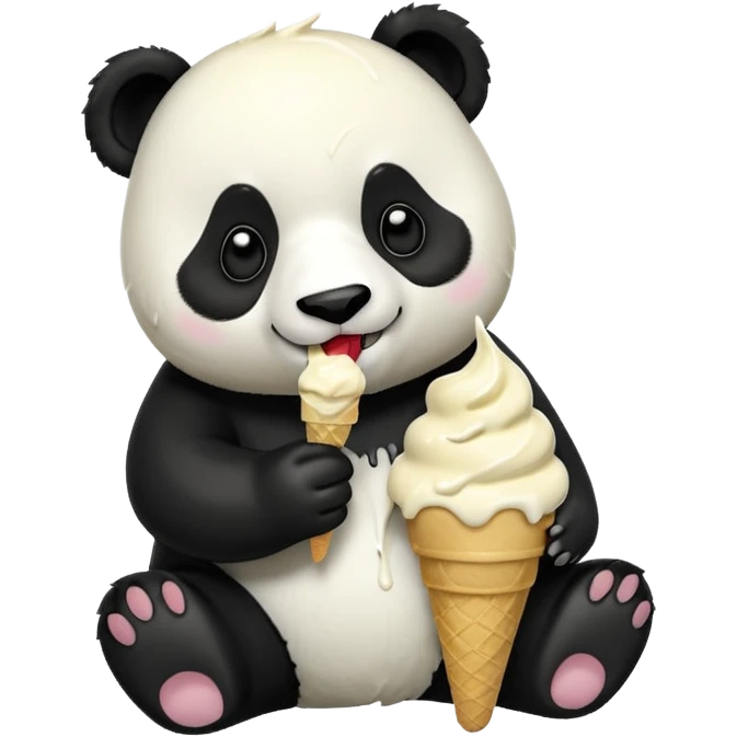 Panda eating ice cream emoji