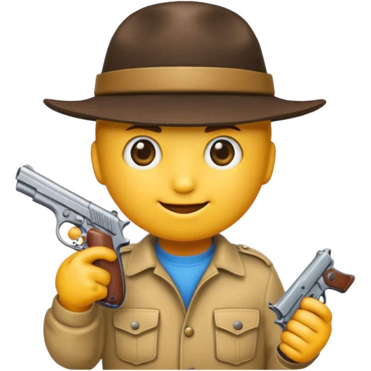 Un emoji con una gorra y una pistola en la mano emoji