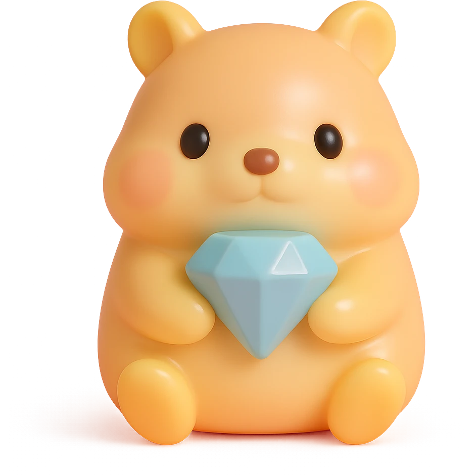 cute animal holding a diamond emoji