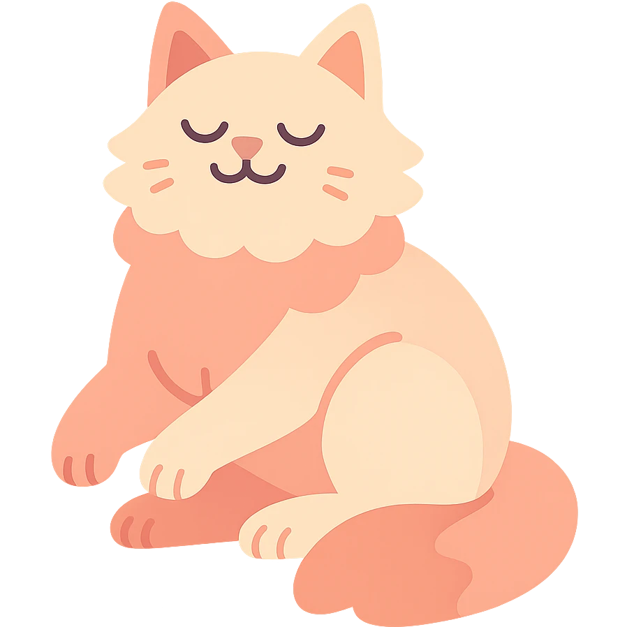 fluffy cat, relaxed pose, soft colors, gentle smile emoji