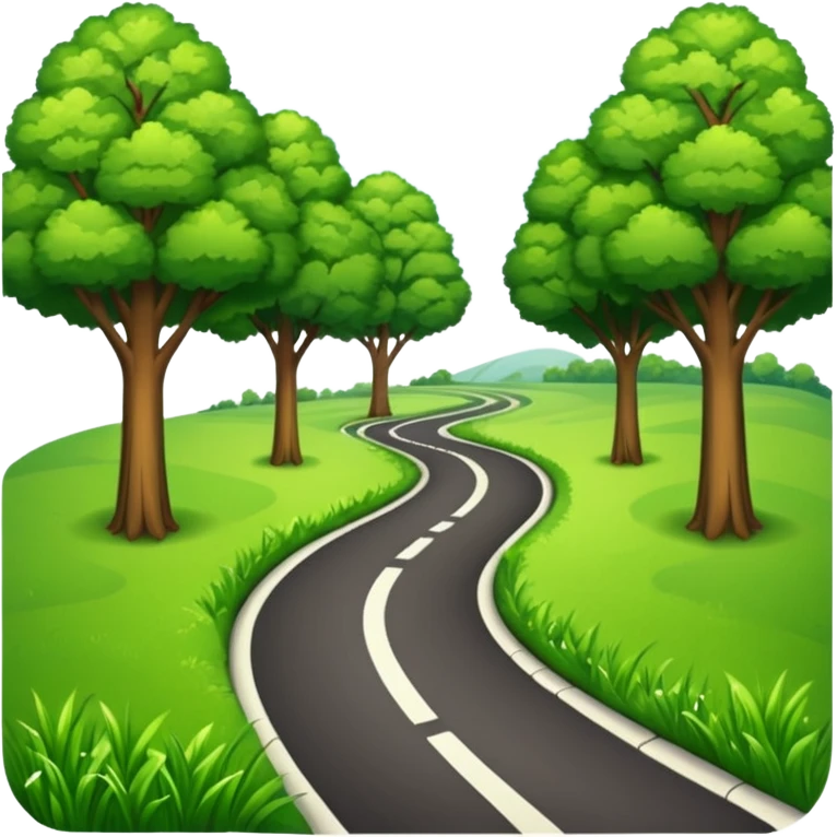 roadway with trees and Grass on the sides emoji emoji