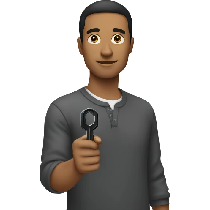 man with a black key in his hand emoji