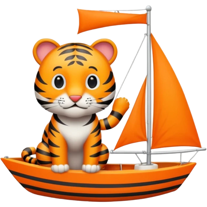 cute tiger sailing on sailboat  emoji
