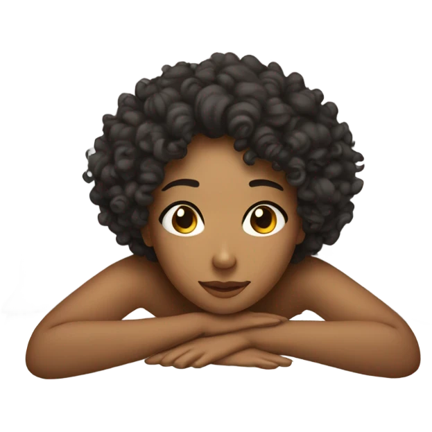 Curly hair girl laying down in bed emoji