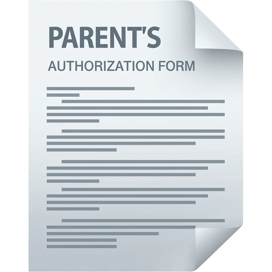 Hoja con autorización de padres de familia emoji