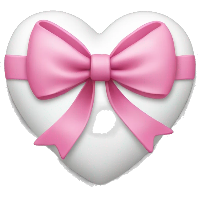 White heart with a pink mini bow emoji