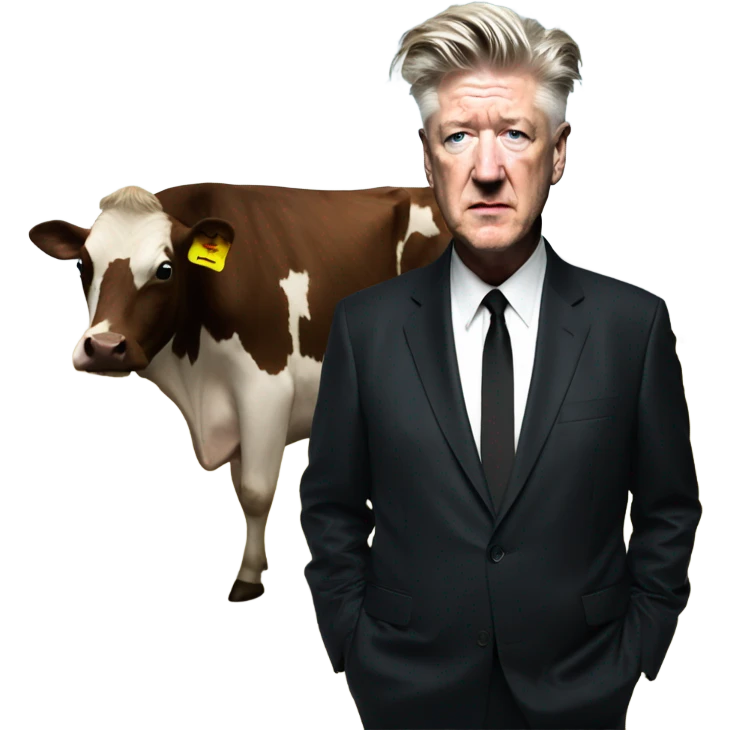 David Lynch with a cow emoji