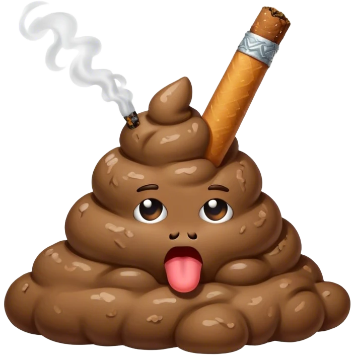 Scheißhaufen mit zigartte im Mund  emoji
