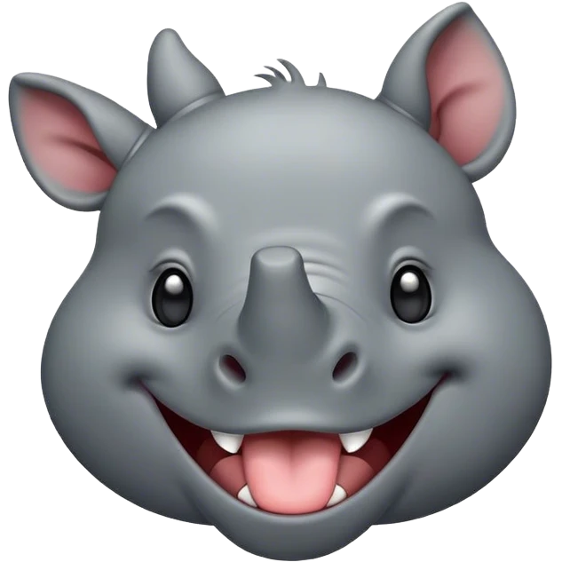 Cinematic Cute Yawning Rhinoceros Portrait Emoji, Head tilted slightly with a dramatic, wide-open yawn, showcasing a soft, textured slate-gray hide with a slightly drooping horn and eyes barely open in drowsy contentment, Simplified yet irresistibly adorable features, highly detailed, glowing with a soft, cozy glow, high shine, relaxed yet expressive, stylized with a touch of rugged whimsy, bright and endearing, soft glowing outline, capturing the essence of a sleepy yet affectionate rhinoceros, so drowsy it feels like it could stretch out of the screen and curl up for a nap! emoji