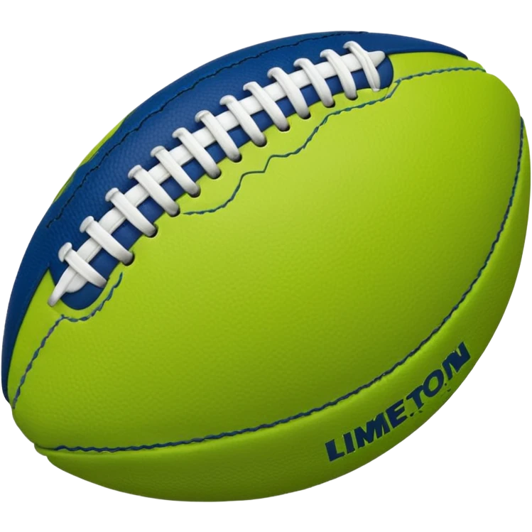 American football with lime green leather and navy-blue stitching emoji