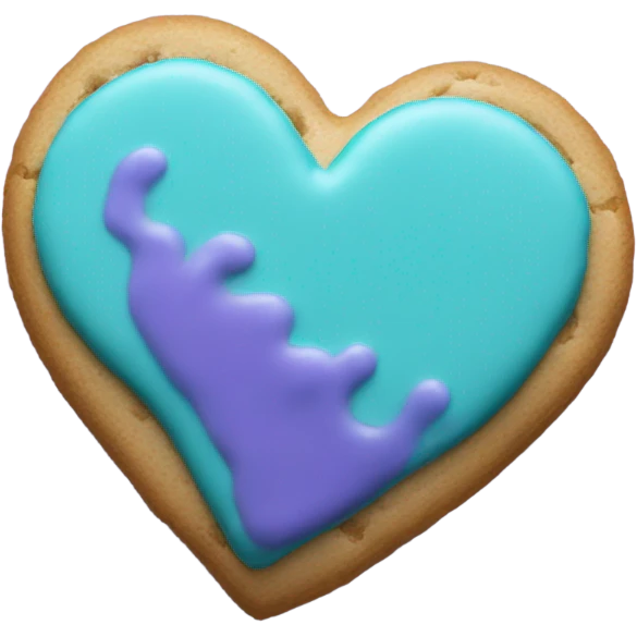 Purple teal heart cookie emoji