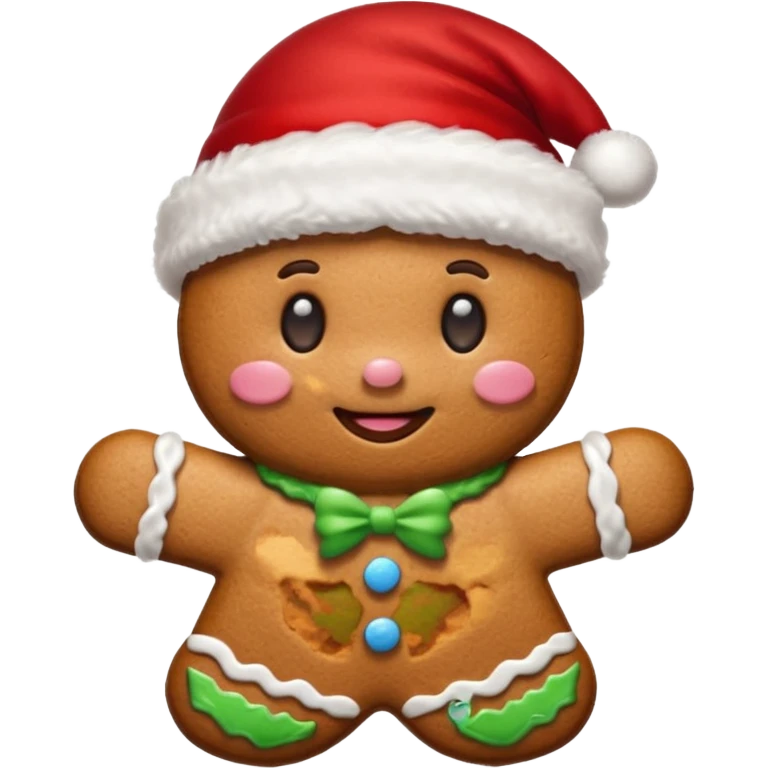 gingerbread cookie in red hat of santa shape emoji