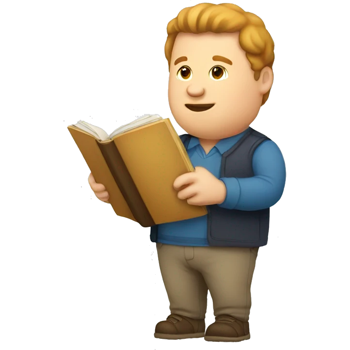 create an emoji of a chubby white man holding a book emoji