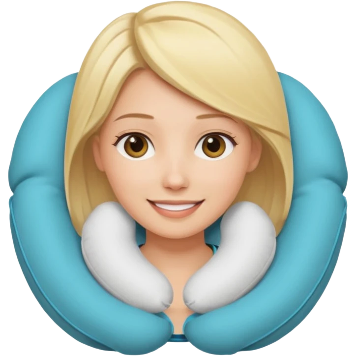 blonde woman using travel pillow  emoji