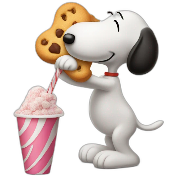 Snoopy sucking up sugar with a straw emoji