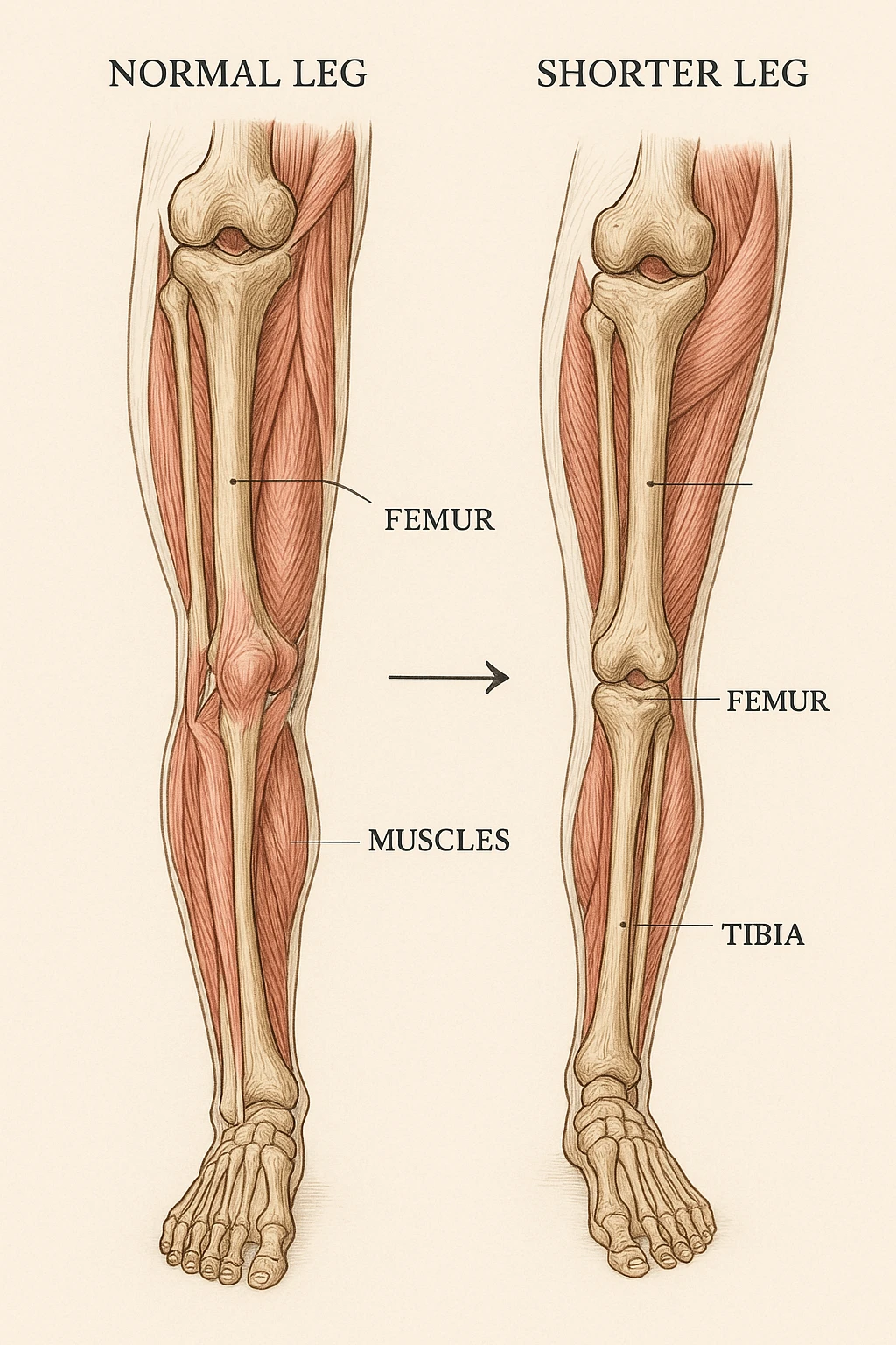 illustrazione anatomica di gamba più corta o inibita emoji