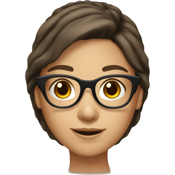Brunette Caucasian Girl with glasses   emoji