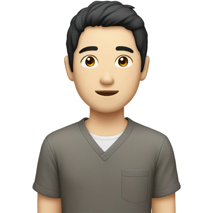 man from japan with white skin and black hair, wear casual shirt  emoji