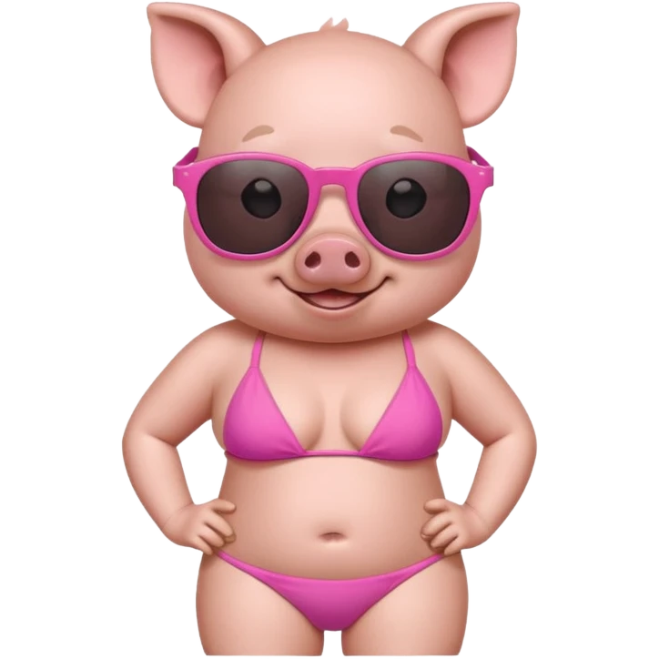 cute pig wearing cool sunglasses and bikini emoji