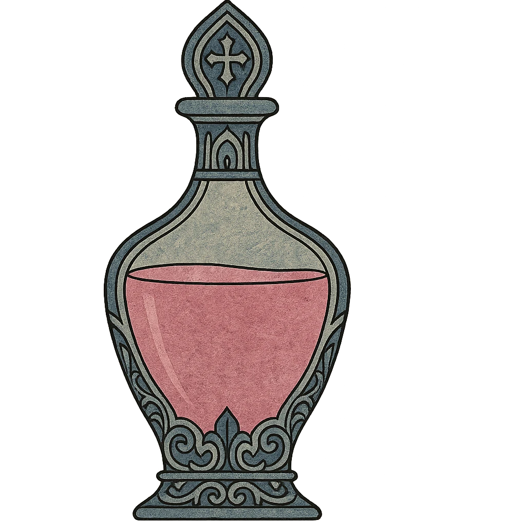 pink goth potion bottle, ornate and gothic emoji