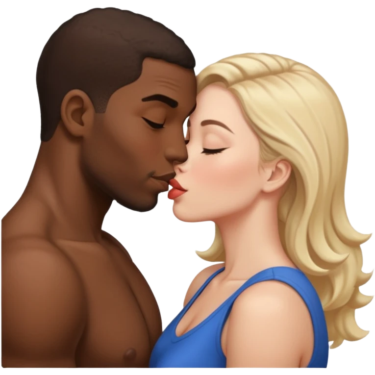 Black guy and white girl kissing emoji