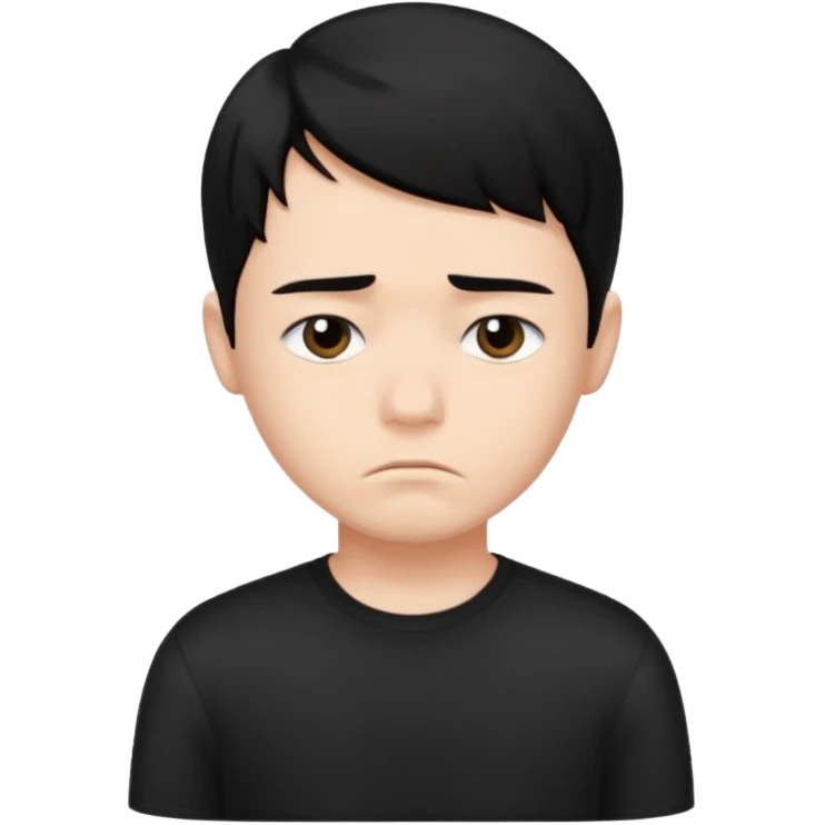 Roblox Avatar whit black shirt and sleek boy har sad emoji