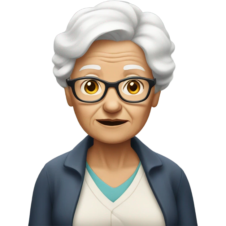 Ugly old lady with glasses and short white hair emoji