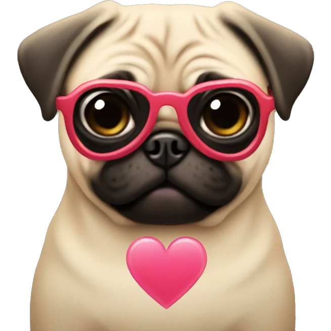 Pug with heart glasses emoji