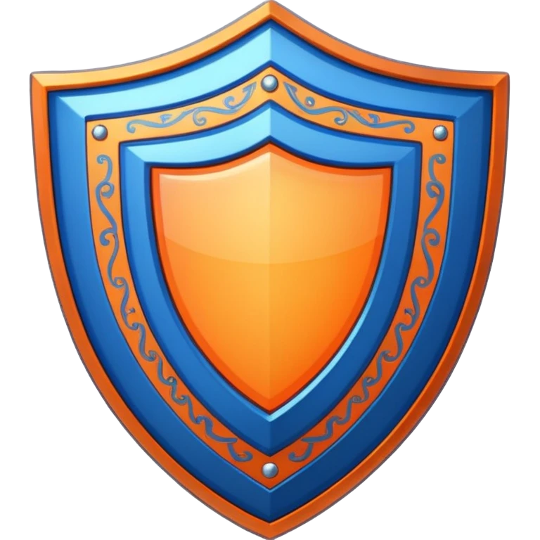 glitter blue and orange shield emoji