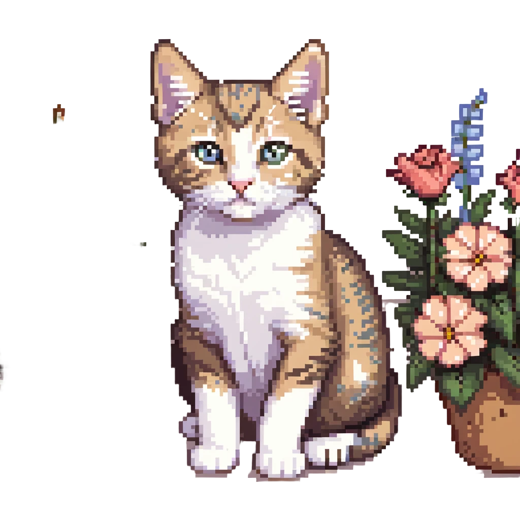 Kitten and flowers emoji