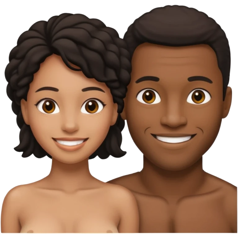 smiley d'un homme et une femme noires nus completement cote à cote emoji