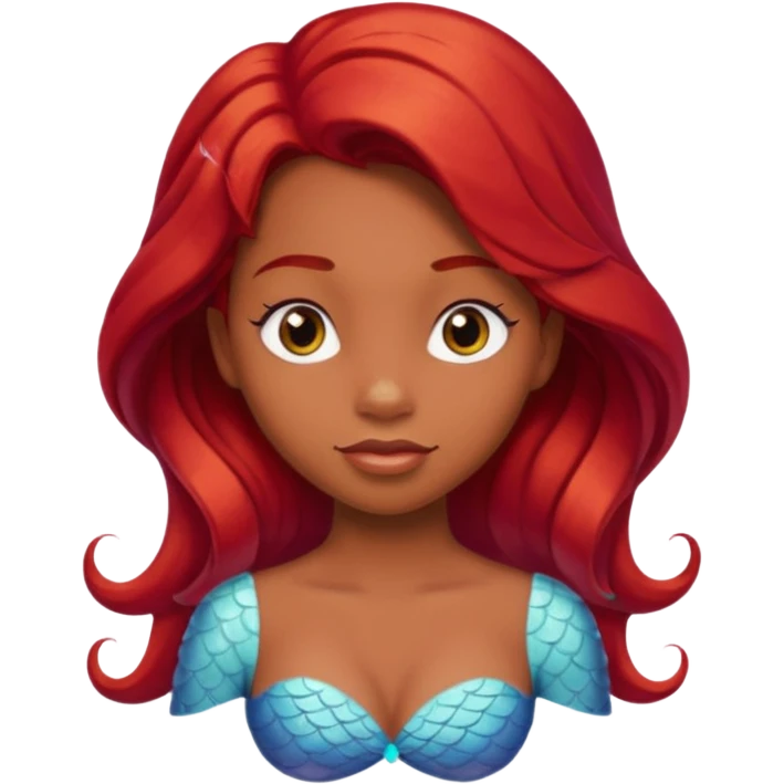 The little mermaid with brown skin and red hair  emoji