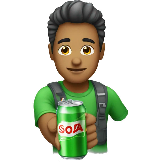 Guy drinking green canned soda  emoji