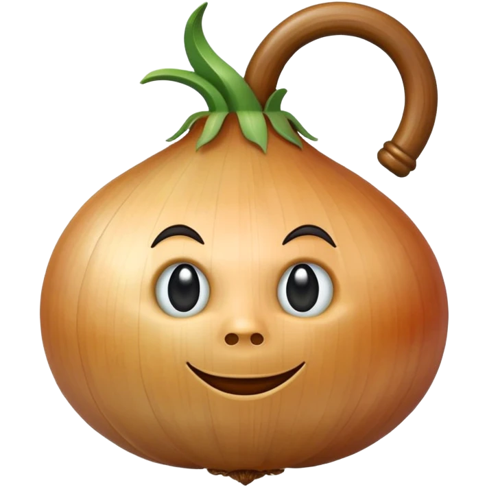 An onion emoji in the style of Apple emoji with a handle and a knocker. emoji