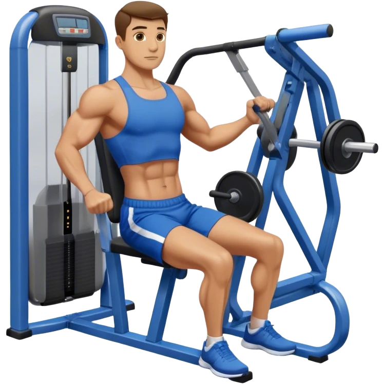 man with blue shorts exercising using side-deltoid-machine emoji