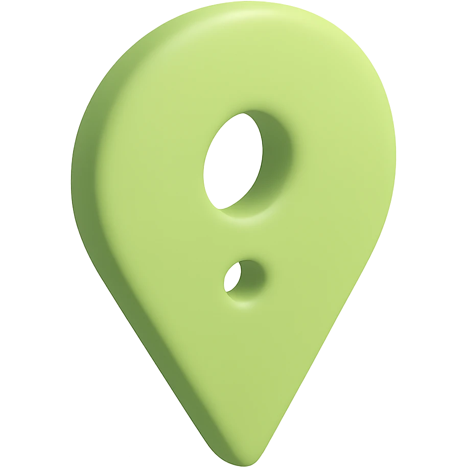 Enhance the green color to be rich and bright for the location pin with a smaller hole, maintaining the 3D green style and transparent background. emoji
