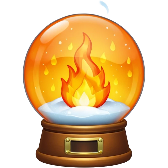 Can you make a snow globe emoji with a flame in it emoji