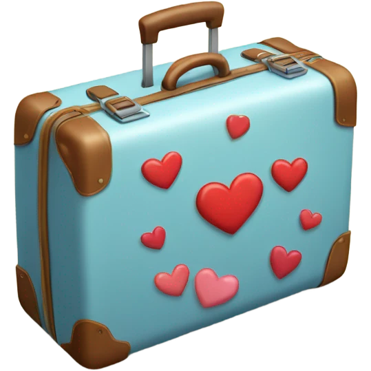 A suitcase with hearts around it emoji