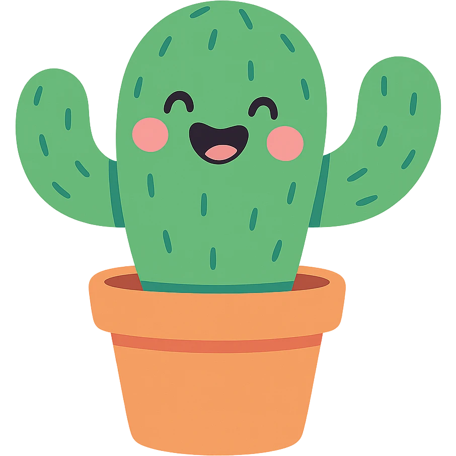 happy cactus in a pot emoji