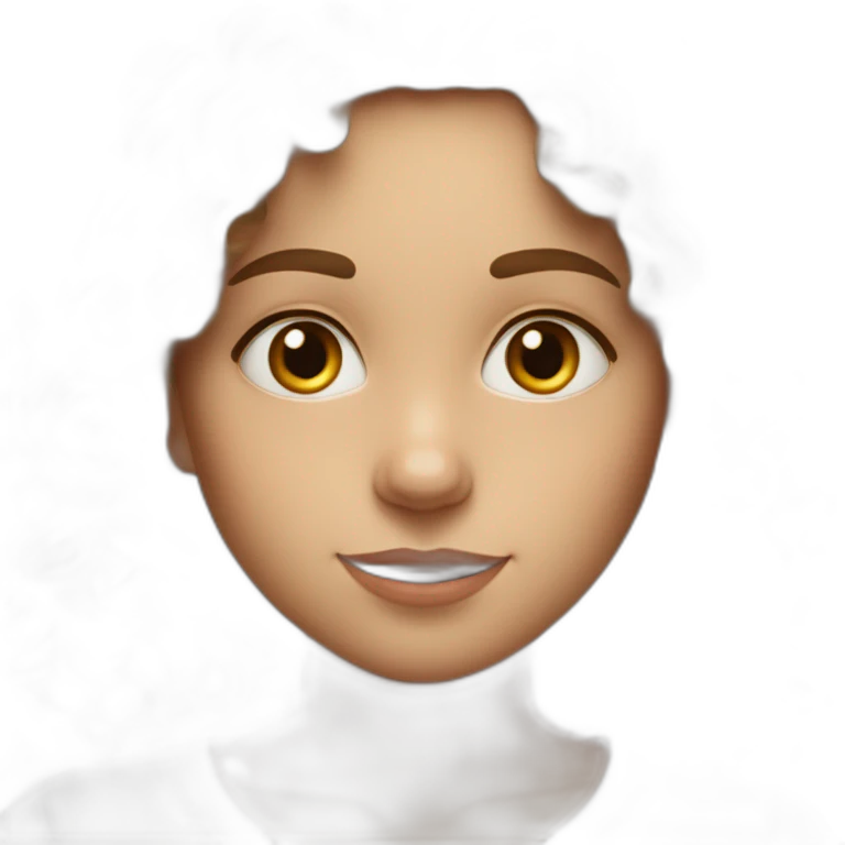 face of midle easten white curly tenage girl with medium brown hair in T-shirt emoji
