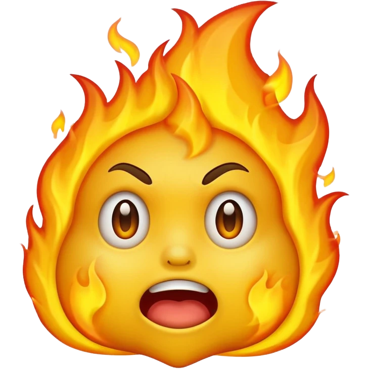 The emoji yellow On fire Scared emoji