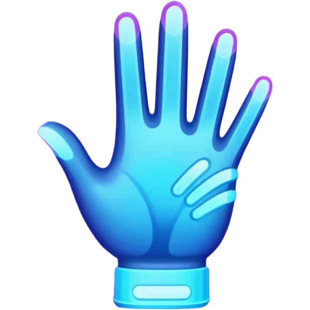 Futuristic glowing applause, purple and blue glow, dark background emoji