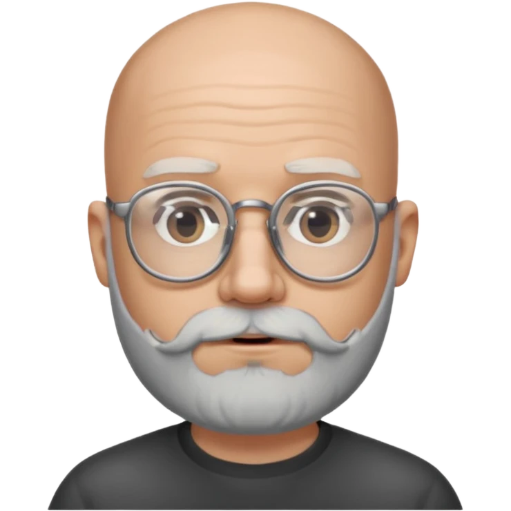 Bald man with salt and pepper beard and glasses emoji