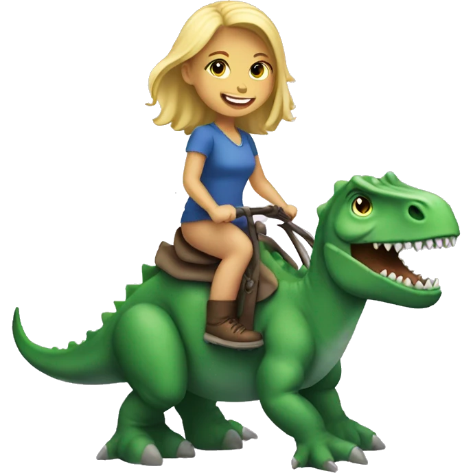 blonde girl riding a dinosaur emoji