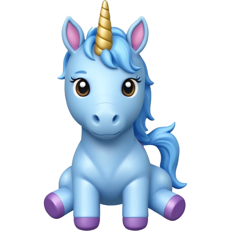 blue unicorn toy facing camera emoji