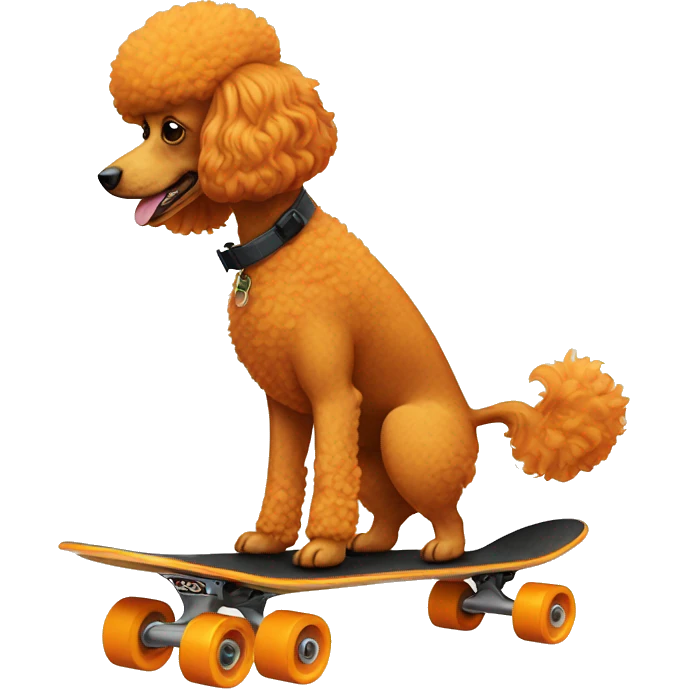 orange poodle riding a skateboard emoji
