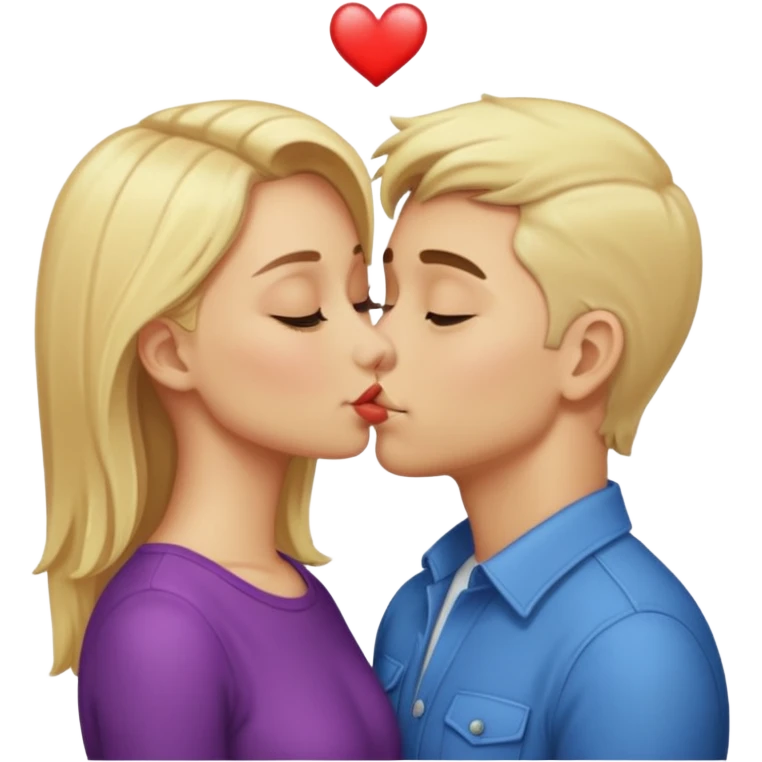 blonde girl and gay guy kissing emoji