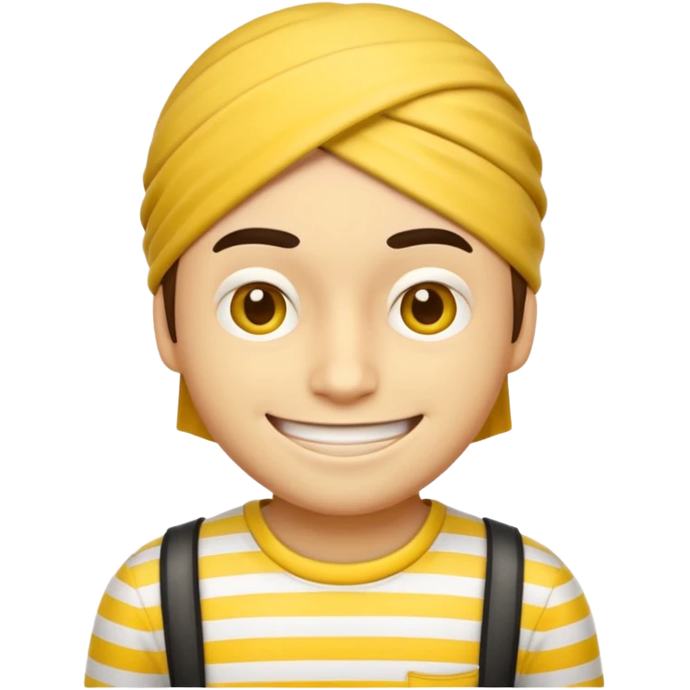 Make a robber emoji with yellow skin and white and yellow shirt with no mask emoji